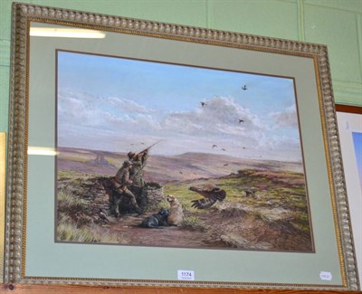 Lot 1174 - Robert Inman, Grouse shooting on the moor, pastel, signed lower right