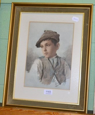 Lot 1183 - Ernesto Levorati (19th/20th century), Portrait of a young boy, signed, dated 1895, watercolour,...