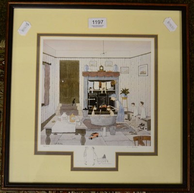 Lot 1197 - After Geoffrey W. Birks (1929-1993) Interior at bathtime, limited edition pencil signed colour...