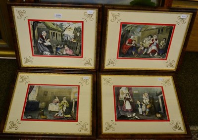 Lot 1199 - A set of four Victorian handcoloured stipple engravings, including 'The Tame Robin',...