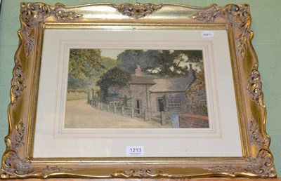 Lot 1213 - English School, Cottage on a lane, watercolour, unsigned