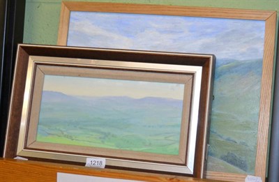 Lot 1218 - John Osborne (20th century) an extensive landscape, acrylic on board signed lower right; and Alison