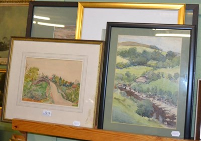 Lot 1219 - Philip Naviasky, Goathland Railway Bridge 1946, signed and inscribed; Ron Jobson, St David's...