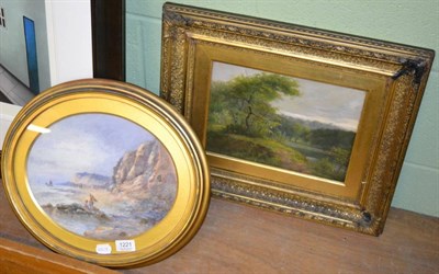 Lot 1221 - J Munday, Bathpool, 1911, oil on canvas; and a 19th century English School coastal landscape,...