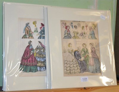 Lot 1228 - Seven assorted fashion prints, handcoloured, mounted