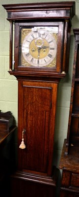 Lot 1247 - An oak eight day longcase clock, square brass dial with silver chapter ring signed Andr Dunlop,...