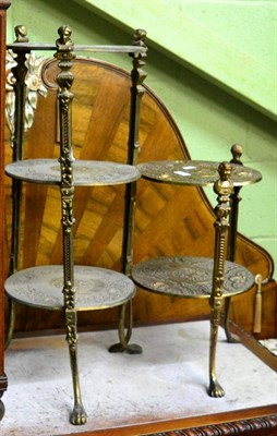 Lot 1262 - Two similar two-tier and three-tier gilt metal stands