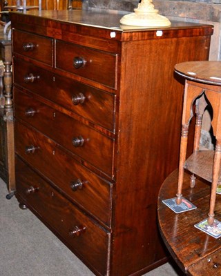 Lot 1275 - A 19th century mahogany five height straight fronted chest of drawers on bun feet