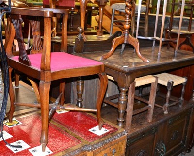 Lot 1280 - An Edwardian mahogany corner chair; with two stools (3)