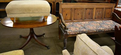 Lot 1312 - Victorian oak settle and a mahogany oval tilt top breakfast table