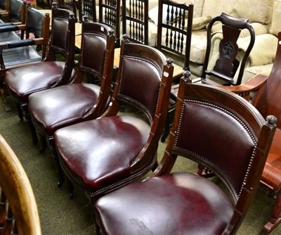 Lot 1318 - Chinese hardwood side chair; a bentwood rocking chair; and a set of four mahogany dining chairs...