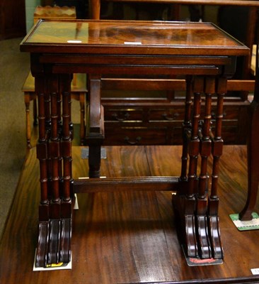 Lot 1349 - Reproduction nest of tables; and a mahogany towel rail