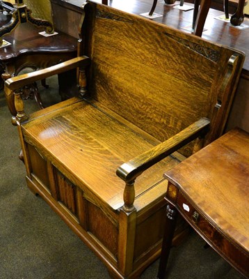 Lot 1351 - A 20th century oak monks bench