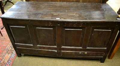 Lot 1364 - Oak coffer or mule chest dated 1763