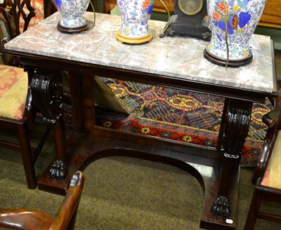 Lot 1386 - A 19th century mahogany console table, with a marble top