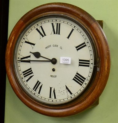 Lot 1395 - A wall timepiece signed Prescot Clock Co, Prescot