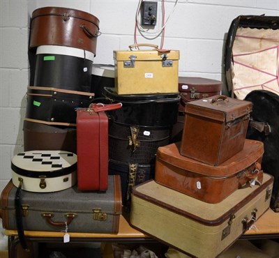 Lot 1435 - A collection of mid 20th century and later luggage, including hat cases, vanity cases,...