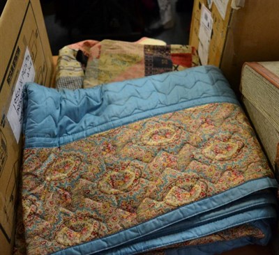 Lot 1478 - A 20th century blanket quilt ";The Comfy";, appears unused, reversible designs of sky blue...