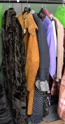 Lot 1496 - Modern La Maison de la Fausse Fourrure Paris dark faux fur long coat, Nicole Farhi suede coat,...