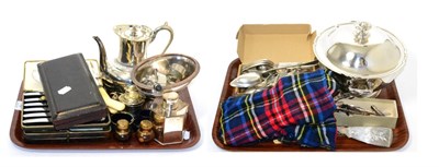 Lot 10 - Two trays of various silver plate including a 19th century tea canister, teapot, tureen and...