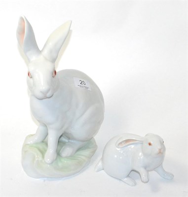 Lot 20 - A large Herend model of a rabbit and another smaller example