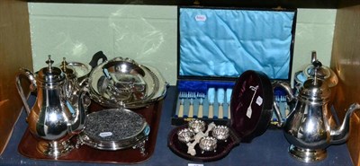 Lot 47 - Set of four silver salts in a fitted case and a quantity of silver plate