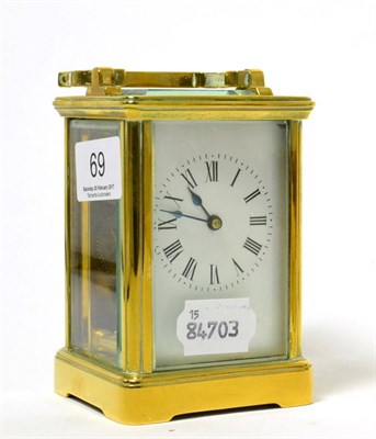 Lot 69 - A brass carriage timepiece