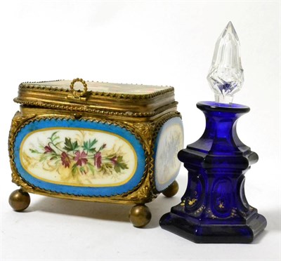 Lot 77 - A French porcelain hinged box and perfume bottle