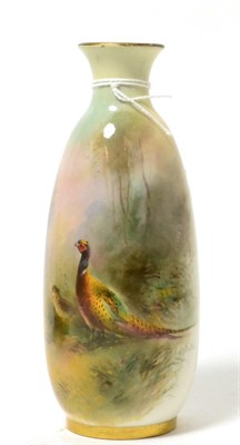 Lot 79 - A Royal Worcester porcelain vase painted with pheasants by James Stinton (restored)