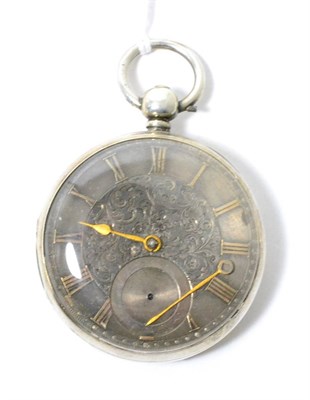 Lot 100 - A silver pocket watch with engraved dial