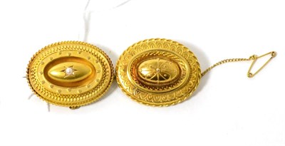 Lot 114 - Two Victorian Etruscan revival brooches