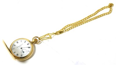 Lot 127 - A Rockford Watch Co gold plated hunter pocket watch, on a gold plated albert
