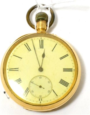 Lot 141 - An open faced pocket watch with case stamped '18K'