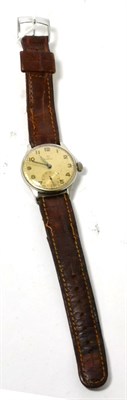 Lot 159 - A steel and chrome gents wristwatch, signed Omega, circa 1945