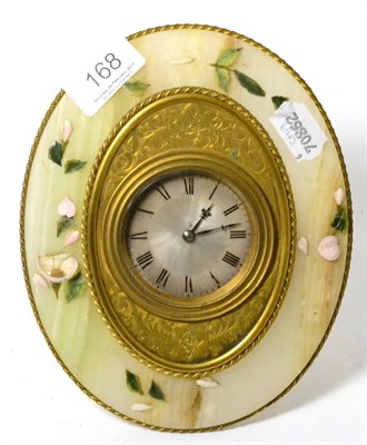 Lot 168 - A gilt brass and onyx strut timepiece, retailed by Harry Grant, 29 Torwood St, Torquay, circa 1870