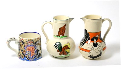 Lot 172 - Two Wardle & Co jugs and a Coronation mug designed by Dame Laura Knight