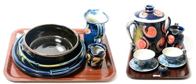 Lot 181 - A collection of Isabel K-J Denyer glazed studio pottery (with KK mark) including twin handled...