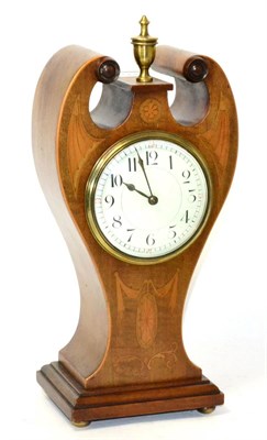 Lot 192 - An Edwardian inlaid mahogany mantel timepiece