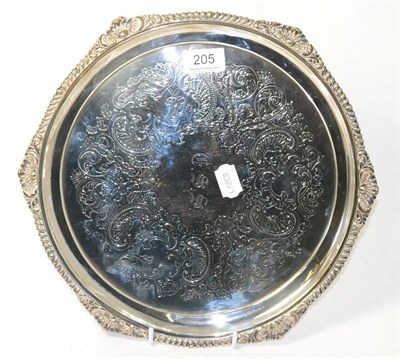 Lot 205 - An Edwardian silver salver, by Henry Stratford, Sheffield, 1903, bright-cut and chased foliate...