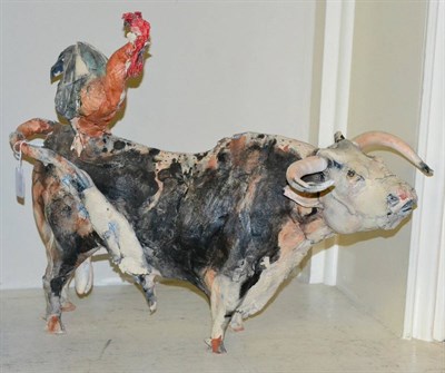 Lot 233 - A studio pottery cock and bull