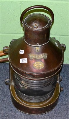 Lot 235 - A ships mast head lamp, North Shields, Cardiff and Barry Dock, late 19th century (a.f)