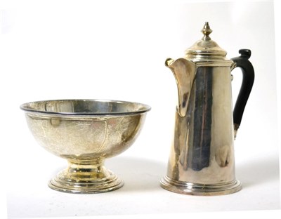 Lot 248 - A silver hot water jug, together with a silver pedestal bowl