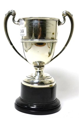 Lot 249 - A silver twin handled trophy cup for the Midland bank staff association