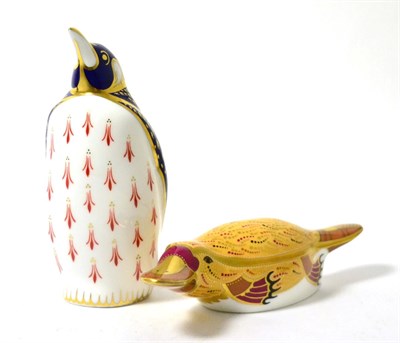 Lot 254 - A Royal Crown Derby penguin and platypus paperweights, with gold stoppers (2)