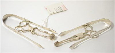 Lot 285 - Four pairs of silver sugar tongs