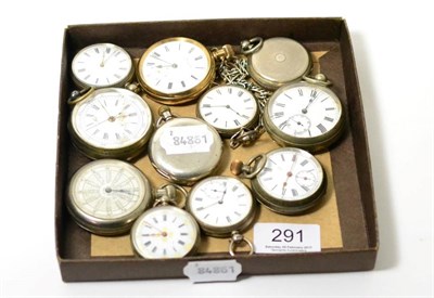 Lot 291 - A half hunter pocket watch case stamped '0.935', four fob watches with a Birmingham hallmark,...