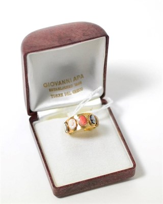 Lot 297 - An Italian multi cameo ring, finger size M