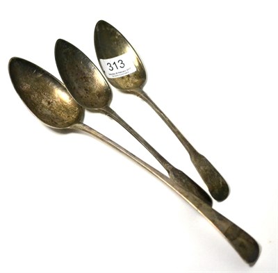 Lot 313 - A Georgian silver spoon and a pair of silver serving spoons (3)