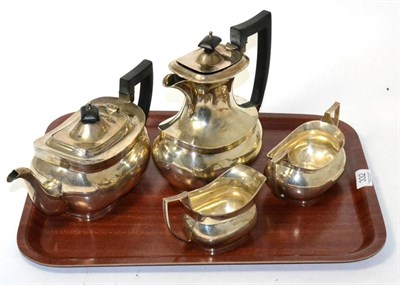 Lot 332 - A matched four piece silver teaset, Birmingham & Chester