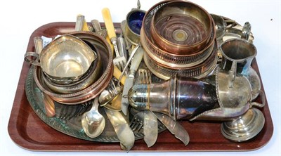 Lot 352 - A quantity of plated items mainly cutlery and also decanter stands etc